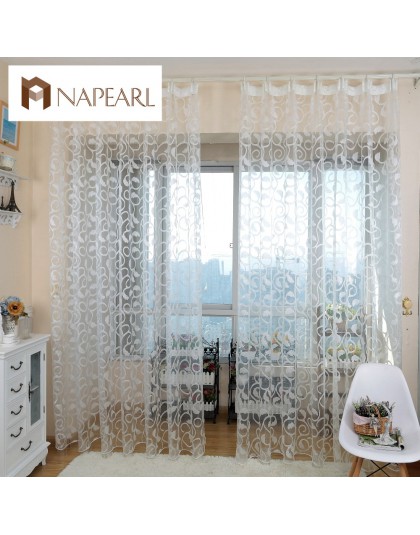 Cortina de ventana transparente de diseño floral jacquard estilo americano napeel para dormitorio tela de tul sala de estar mode
