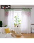 Cortinas de tul modernas para sala de estar, cortinas de gasa para ventana, diseño de flores de glicina AOSIDI