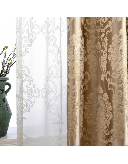 Cortinas de Damasco europeas para sala de estar de lujo Jacquard cortinas ciegos Panel de ventana cortina de tela para el sombre