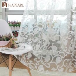 Cortina de tul de panel transparente de diseño de jacquard de estilo europeo napeel para Balcón de sala de organza telas de esti