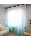 Cortina de ventana de Color degradado para sala de estar tela transparente cocina tul verde cortina gris gasa blanca tratamiento