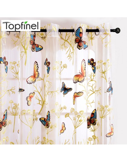 Topfinel New Tulle cortinas de mariposa estampadas para la cocina, sala de estar dormitorio impresa Translucent Voile Tulle cort