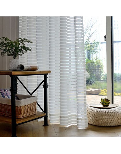 Cortinas transparentes a rayas Jacquard para sala de estar cortinas de tul en el dormitorio decoración del hogar cortinas en la 