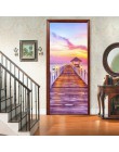 PVC Mural papel impresión arte 3D estantería Torre mar puerta pegatinas hogar Decoración imagen autoadhesivo impermeable papel t