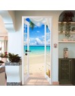 PVC autoadhesivo puerta pegatina ventana arenosa playa paisaje marino 3D foto papel tapiz Mural sala de estar dormitorio decorac
