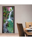 3D naturaleza paisaje cascadas puerta pegatina de pared sala de estar cocina PVC autoadhesivo impermeable pegatina en el papel p