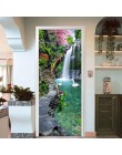3D naturaleza paisaje cascadas puerta pegatina de pared sala de estar cocina PVC autoadhesivo impermeable pegatina en el papel p
