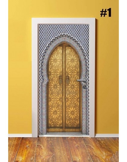 Decoración del hogar DIY puerta PVC impermeable 3D impresión ambiental clásico patrón de protección Pegatina autoadhesiva arte p