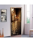 Puertas de madera reacondicionado puerta pegatina noche calle autoadhesiva decorativa calcomanía Mural resistente al agua Mural 