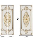 Autoadhesivo para puerta 3D estéreo oro yeso patrón papel pintado estilo europeo sala de estar dormitorio puerta pegatinas pintu