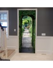 Adhesivo para puerta de madera 3D agujero del árbol, luz, arco verde etiqueta de la pared autoadhesiva vinilo extraíble Mural pó