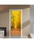 Adhesivo para puerta de madera 3D agujero del árbol, luz, arco verde etiqueta de la pared autoadhesiva vinilo extraíble Mural pó
