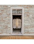 Puertas de madera reacondicionado puerta pegatina noche calle autoadhesiva decorativa calcomanía Mural resistente al agua Mural 