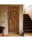 Estilo Europeo Retro puerta pegatina 3D escultura egipcio papel tapiz sala de estar cocina PVC impermeable casa calcomanía vinil