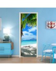 Moderno 3D playa paisaje puerta pegatina comedor baño PVC impermeable Auto adhesivo Mural papel pintado para paredes pegatinas 3