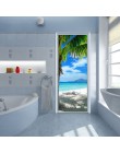 Moderno 3D playa paisaje puerta pegatina comedor baño PVC impermeable Auto adhesivo Mural papel pintado para paredes pegatinas 3