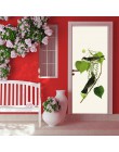 77x200cm Hoja Verde Puerta pegatina decoración del hogar hermoso paisaje adhesivo impermeable papel pintado para dormitorio saló