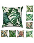 Plantas tropicales hoja de palma hojas verdes Monstera Fundas de cojín de flores de hibisco funda de almohada decorativa de lino